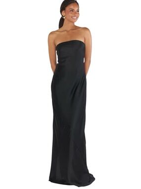 Show Me Your Mumu Taylor Tube Maxi Dress Womens XS Black Luxe Satin Lined